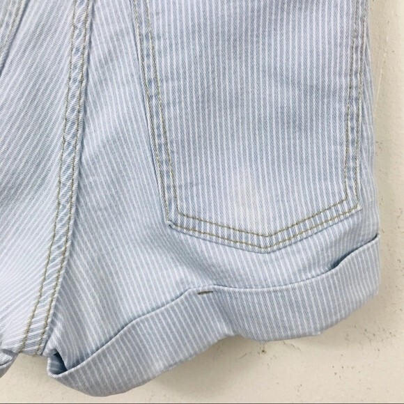American Apparel High Waisted Striped Denim Jean Shorts Size 24 Light Blue Retro - Picture 10 of 15